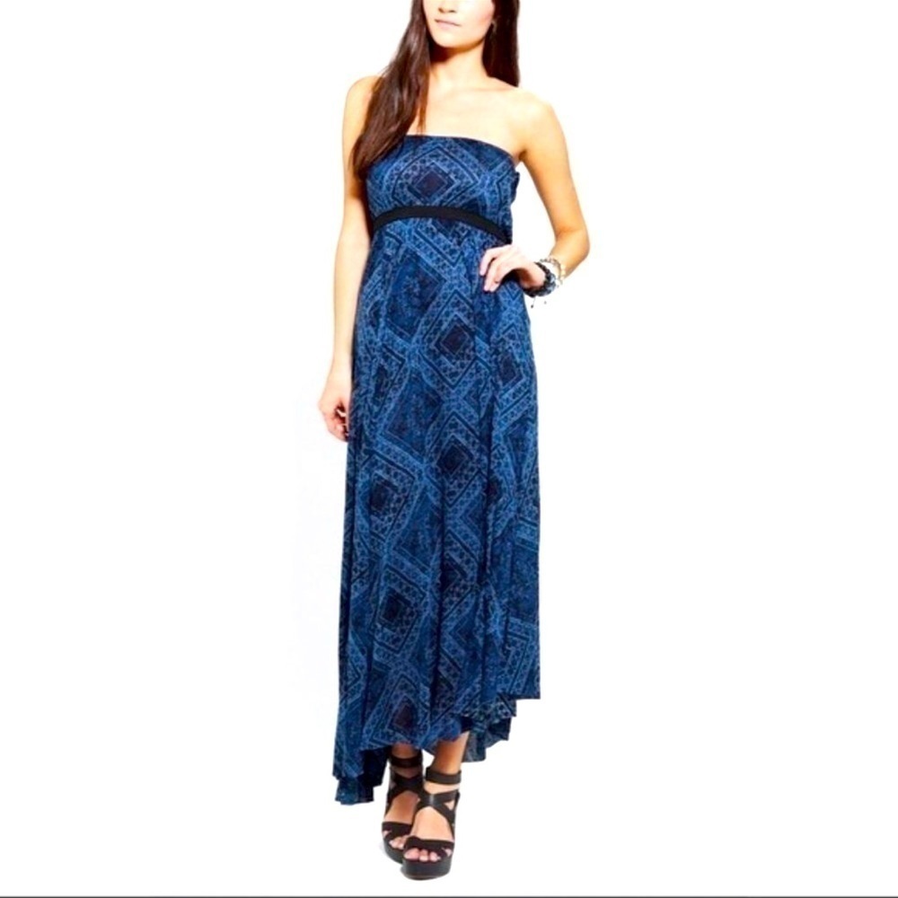 URBAN OUTFITTERS ECOTE ROSARITA navy tube maxi dress bohemian womens size S